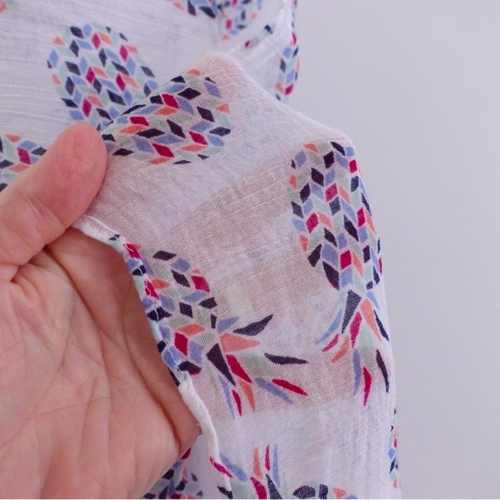 Loft Outlet Mosaic Pineapple Print Infinity Scarf w/ Multicolor Tassel Trim - Picture 10 of 10